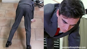 Preview 2 of Muscled Girl Gangbang - Straight Boy Spanked Hard in a Suit and Tie