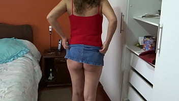Preview 1 of Twin Cheeks - Hairy mother,  Latin wife,  shows off very hot in her bedroom in front of her employee,  she wants cock and cumshots on her ass