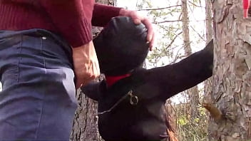 Preview 4 of Xxx Katari Kapoor Vedio - Tied to a tree on a sexy outfit,  masked and outdoor deepthroat with no mercy