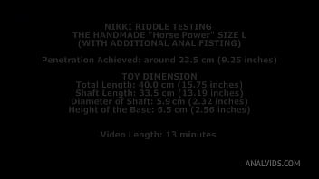 Preview 1 of Sex Human To Animal - Nikki Riddle Testing The Handmade &quot_Horse Power&quot_ Size L (With Additional Anal Fisting) TWT012