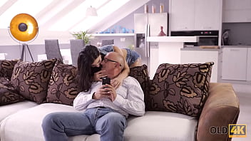 Preview 1 of School Saxy Viduo - OLD4K. Old man forgets about work thanks to GF who wanted to try anal