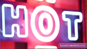 Preview 3 of Supper Fuck - Sexy big tit lesbian hot babes Alexis Fawx,  Angela White fucking deep and lick each other near neon lights