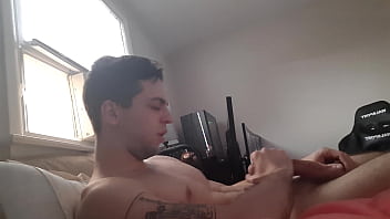 Preview 1 of Vivid Sexcom - Hung guy plays with his sexy cock. Gets really hard!