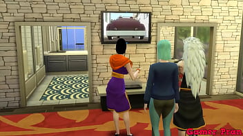 Preview 1 of Sissy Blue Hair - Hinata y sus amigas Cap6 madara fue a ver que pasaba en la habitacion y ve que pelean porquien se comera su polla se monta un trio bueno les acaba adentro alas dos chicas