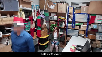 Preview 1 of Mom Son Sex Galery - Cute Redhead Shoplifter Fucked Softly on Christmas