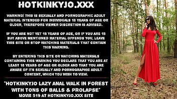 Preview 1 of Soney Leone Xxx Video Hd - Hotkinkyjo lazy anal walk in forest with tons of balls &amp_ prolapse