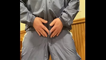 Preview 1 of Porno Sjm - Blue Adidas nylon tracksuit rub and cum