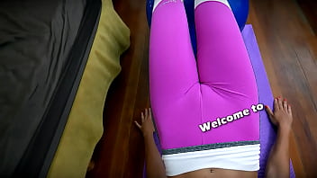 Preview 1 of A Tbf - Hard Round Ass Deep Cameltoe in Tight Lycra Spandex Babe Working Out
