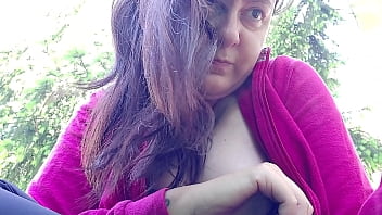Preview 4 of Ghoda Garl Xxx Video - Nicoletta smokes in a public garden and shows you her big tits by pulling them out of her shirt