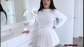 Preview 1 of Freevid Thamanna Xnxx - Brunette Latina Stepsister Alina Belle Banged Hard By Her Stepbrother