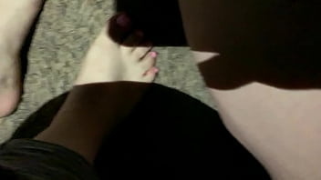 Preview 2 of Sneaky Massage Seducing - Amateur cumshot on wife&#039_s sexy feet