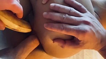 Preview 3 of Most Beautiful Japanese Couple - Double penetrate My puta colombiana with banana