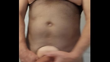 Preview 4 of Travel Bus Anal - Sissy peckey wearing fishnet stockings