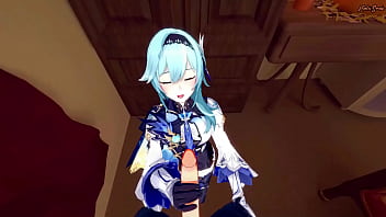 Preview 1 of New Redwap Hd Com - Eula gives you a POV blowjob then gets creampied on the floor - Genshin Impact Hentai.