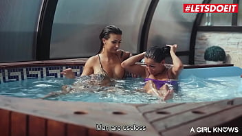 Preview 1 of Indian Bhabhi Boob Suck On Saree - A GIRL KNOWS - Susy Gala,  Canela Skin and Kessy Shy - Jacuzzi Fun With Three Hot Lesbians