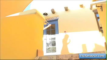 Preview 1 of Horny Milf Brazzer - Sexy and horny blonde amateur teen Alana masturbate with purple sex big toy outdoors and reach intense orgasm