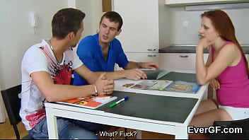 Preview 1 of Pron Hnu - Bankrupt stud lets hot buddy to fuck his ex-gf for cash