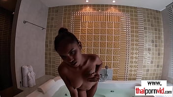 Preview 3 of Son Forced Mom In Cartoon - Skinny amateur Thai teen fucked in the bath by big cocked lover