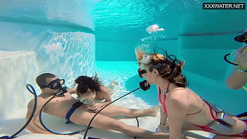 Preview 3 of Johnny Sins With Japanese - Eva Sasalka and Jason being watched underwater while fucking