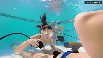 Preview 1 of Johnny Sins With Japanese - Eva Sasalka and Jason being watched underwater while fucking