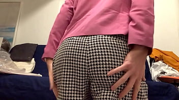 Preview 2 of Old Man Boob Press Video - The pink crossdresser secretary takes some time off