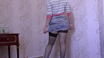 Preview 1 of Lust Dead - Two dildos in one vagina for orgasm with profuse discharge Brunette in stockings masturbates and twirls her beautiful ass doggy style Homemade fetish