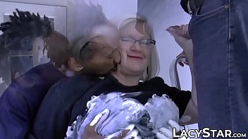 Preview 1 of Son Helps Crying Mom Then Sex - Mischievous UK granny handles two huge dicks with ease