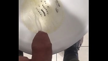 Preview 2 of Public Masturbation Voyeur - Piss in public wc