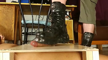 Preview 3 of Uas Pron Porn - Erotic cock stomping with New Rock boots HD