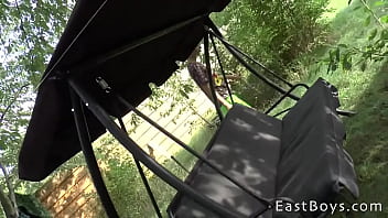 Preview 1 of Chastiy Slave Fucked - Mark Fontana - Handjob Casting in the Garden