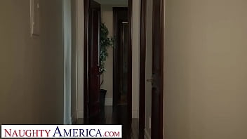 Preview 1 of Ms Horseshoe Pussy - Naughty America - Busty blonde MILF Ryan Conner finds her son&#039_s friend peeping on her,  then invites him in for a fuck and suck