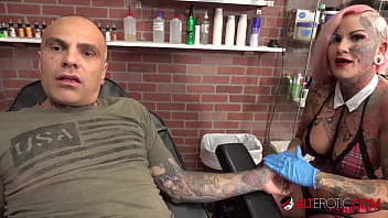 Preview 2 of Ass Solid Solo - Big titty Evilyn Ink tattoos Sascha then gets fucked