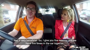 Preview 2 of Borwap Xxx Video 3menit - Busty euro publicly rides instructor on backseat