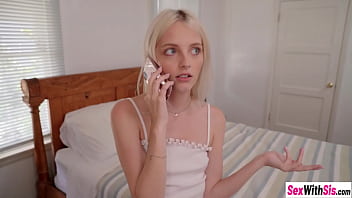Preview 2 of Ria Sakuray - Petite small tits teen Kate Bloom fucked from the back while talked with boyfriend