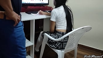 Preview 1 of Hd Hot Mom Sex Video All - Ayudando a mi Hermosa Hijastra Colegiala con la Tarea de Educacion Sexual Padrastro Pervertido