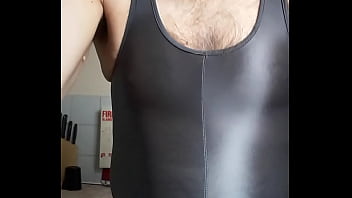 Preview 2 of Aylar Lie Facial - My new romper shiny grey suit