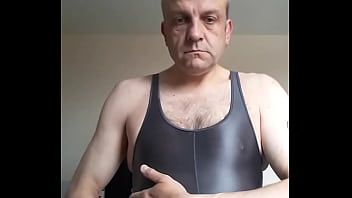 Preview 1 of Aylar Lie Facial - My new romper shiny grey suit