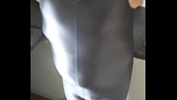 Preview 4 of Aylar Lie Facial - My new romper shiny grey suit