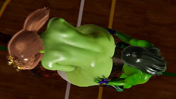 Preview 1 of Hae Young - Futa - Fiona gets creampied by She Hulk (Shrek)