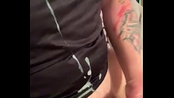 Preview 4 of Xx Porn Hub Video - Huge cumshot with vibe in my ass cock tied up