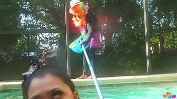 Preview 2 of Watches A And Dad Fuck - Fucking The Lovely Luna with a pool stick in the ass