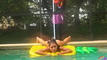 Preview 4 of Watches A And Dad Fuck - Fucking The Lovely Luna with a pool stick in the ass