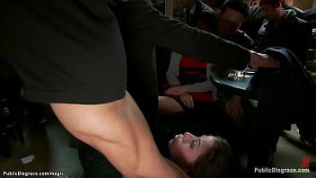 Preview 1 of Prn Girls - Tied brunette gangbang sex in public