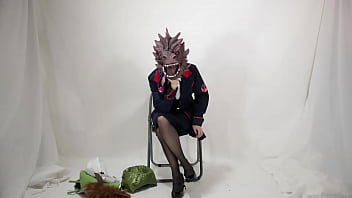 Preview 1 of Blondi In Zoo - Cabin attendant wearing a monster mask on his head