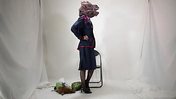 Preview 4 of Blondi In Zoo - Cabin attendant wearing a monster mask on his head