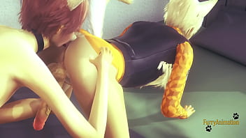 Preview 2 of Collage Boys Sex - Furry Yaoi - 2 Foxes Annalingus &amp_ Fucked with creampie in his ass - Yiff animation Manga anime Gay
