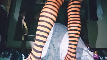 Preview 1 of Spanking Causes Cum - Roxy9Rox upsidedown stripey socks and metal cocks
