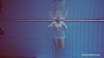 Preview 1 of Milf Hairy Creampie - Hot babe Melisa Darkova dressed underwater