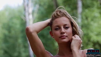Preview 3 of Anaymal Sex Wwwcom - Gorgeous all natural blonde MILF models striptease naked outdoor
