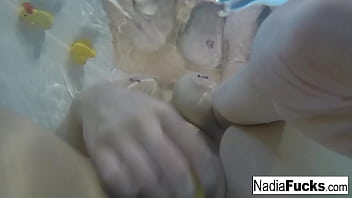 Preview 3 of Silent Mom Fuck - Sexy Nadia takes a bath with some rubber duckies